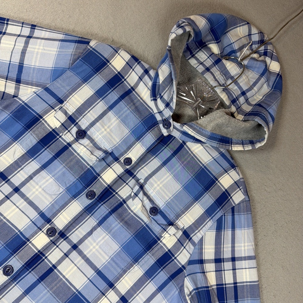 LL Bean Women X-Small Sherpa Fleece Lined Flannel Hooded Plaid Shacket